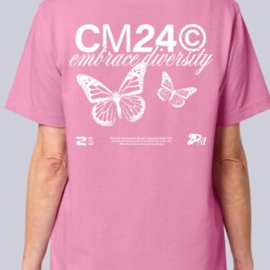 Counting Memories organic cotton Embrace Diversity T-Shirt with bold backprint in pink