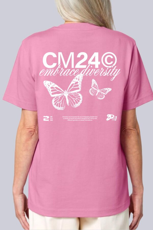 Counting Memories organic cotton Embrace Diversity T-Shirt with bold backprint in pink