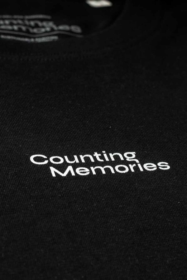 organic cotton fair wear black techno is my only drug t-shirt with bold backprint from counting memories techno collection